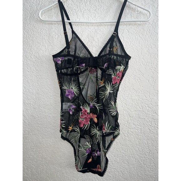 Inc Intimates Bodysuit Lingerie Top Embroidered Floral Butterflies Small NEW 1A - Picture 7 of 12